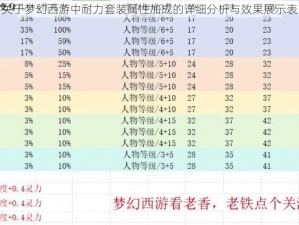 关于梦幻西游中耐力套装属性加成的详细分析与效果展示表