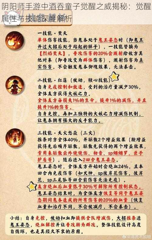 阴阳师手游中酒吞童子觉醒之威揭秘：觉醒属性与技能深度解析