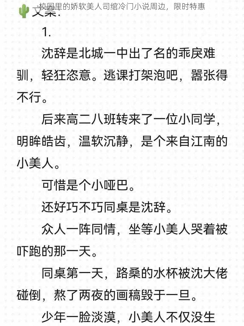 校园里的娇软美人司绾冷门小说周边，限时特惠