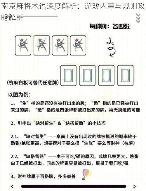 南京麻将术语深度解析：游戏内幕与规则攻略解析