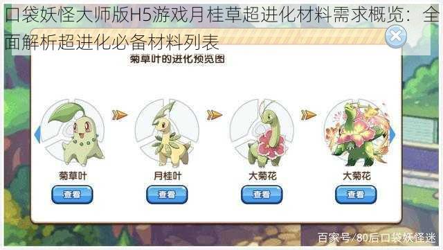 口袋妖怪大师版H5游戏月桂草超进化材料需求概览：全面解析超进化必备材料列表