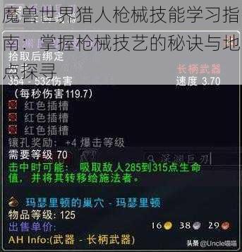 魔兽世界猎人枪械技能学习指南：掌握枪械技艺的秘诀与地点探寻