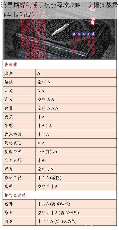 流星蝴蝶剑锤子技能释放攻略：掌握实战操作与技巧提升