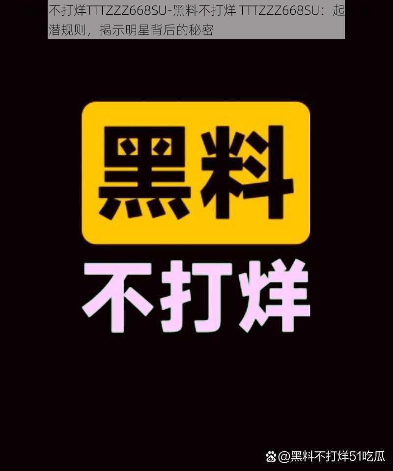 黑料不打烊TTTZZZ668SU-黑料不打烊 TTTZZZ668SU：起底娱乐圈潜规则，揭示明星背后的秘密