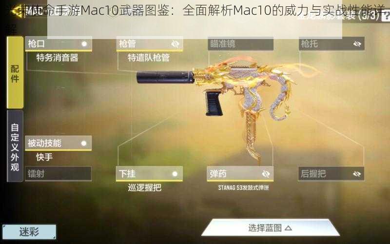 光荣使命手游Mac10武器图鉴：全面解析Mac10的威力与实战性能详解