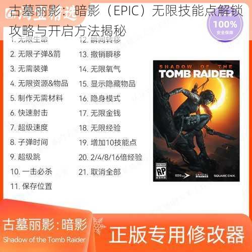 古墓丽影：暗影（EPIC）无限技能点解锁攻略与开启方法揭秘