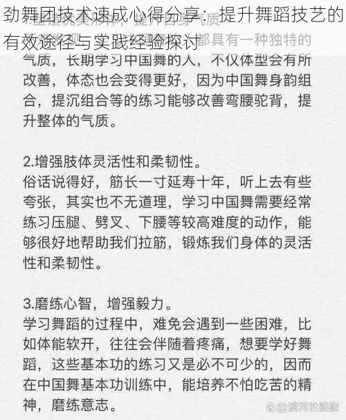 劲舞团技术速成心得分享：提升舞蹈技艺的有效途径与实践经验探讨