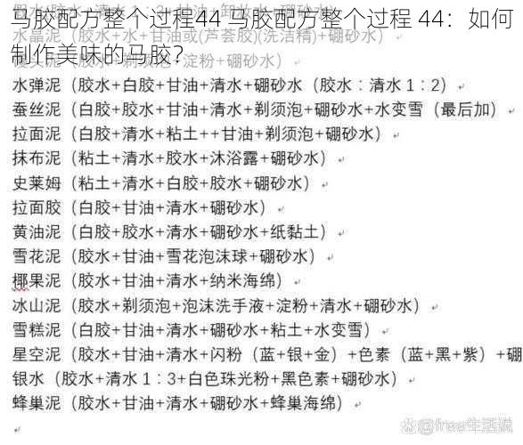 马胶配方整个过程44 马胶配方整个过程 44：如何制作美味的马胶？