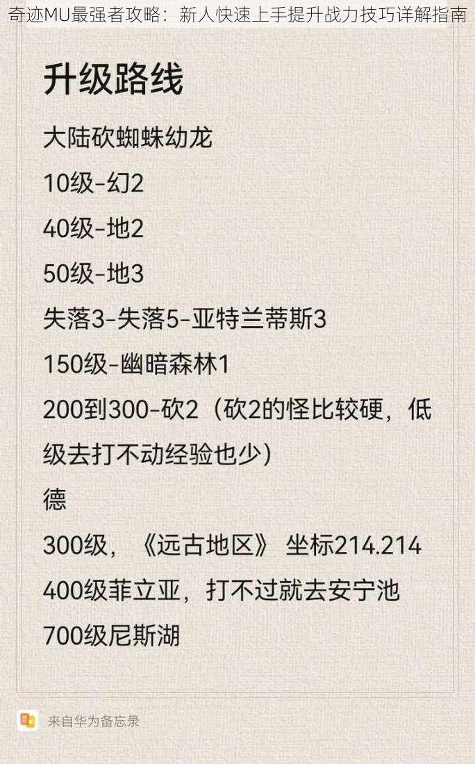 奇迹MU最强者攻略：新人快速上手提升战力技巧详解指南