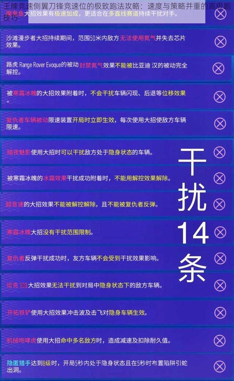 王牌竞速侧翼刀锋竞速位的极致跑法攻略：速度与策略并重的高级跑技巧