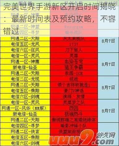 完美世界手游新区开启时间揭晓：最新时间表及预约攻略，不容错过