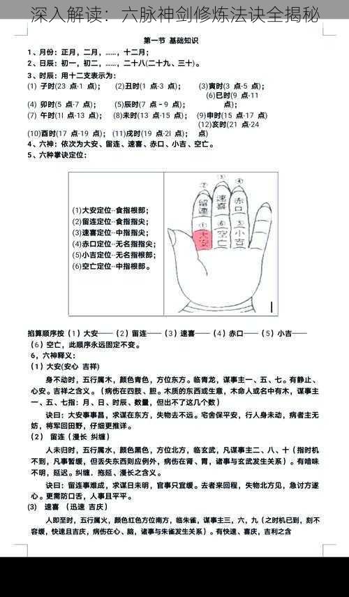 深入解读：六脉神剑修炼法诀全揭秘