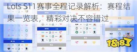 Lols S11赛事全程记录解析：赛程结果一览表，精彩对决不容错过