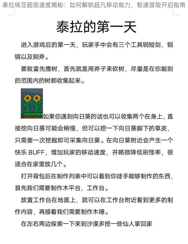 泰拉瑞亚超级速度揭秘：如何解锁超凡移动能力，极速冒险开启指南