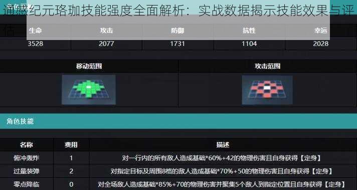 通感纪元珞珈技能强度全面解析：实战数据揭示技能效果与评估